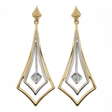 10K White and Yellow Gold Drop Earrings with Diamonds (0.10 CT. T.W.)
