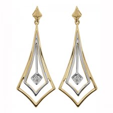 10K White and Yellow Gold Drop Earrings with Diamonds (0.10 CT. T.W.)