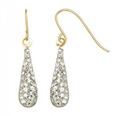 10kt Yellow Gold Drop Clear Crystal Earrings.