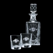 28 Oz. Cavanaugh Crystal Decanter & 2 Double Old Fashioned Glasses