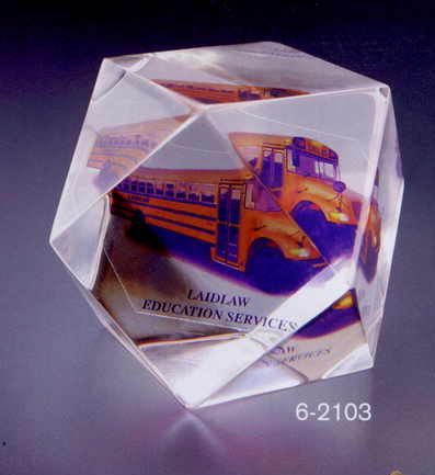 2x2x2 Acrylic Faceted Cube Paper Weight Award