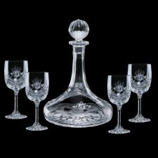 32 Oz. Cavanaugh Crystal Decanter & 4 Wine Glasses