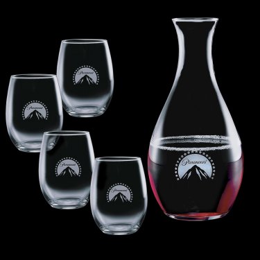 33 Oz. Riley Wine Carafe & 4 Stanford Wine Glasses