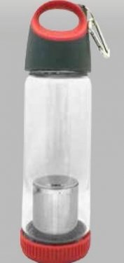 420 Ml. Borosilicate Hand Blown Glass Bottle w/ Tea Infuser