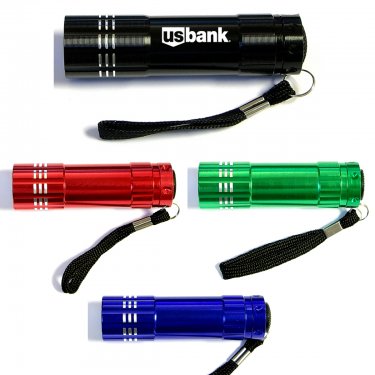 Aluminum 9 LED Flashlight with Batteries & Carry Strap