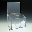 Boîte concours/vote - verrouillable - avec en-tête - 11,5 W x 18 H x 8,5 D - Claire