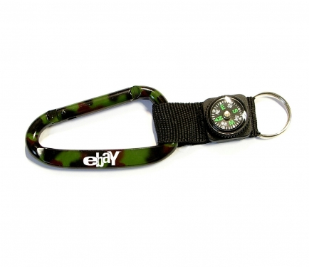 Camouflage Green Carabiner with Compass
