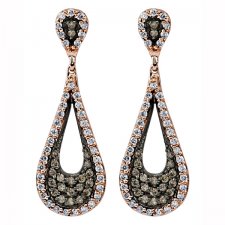 Chocolate and White Diamond Drop Earrings in 10K Rose Gold (0.50 CT. T.W.)