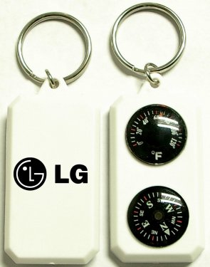 Compass and Thermometer Keychain / White