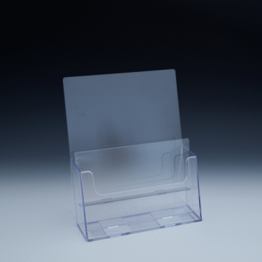 Counter Brochure Holder up to 6 Width - 2 pockets -  6,375 W x 8,4375 H x 4,625 D - Clear