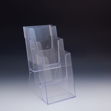 Counter Brochure Holder up to 6 Width - 3 pockets -  6,25 W x 9,375 H x 6 D - Clear