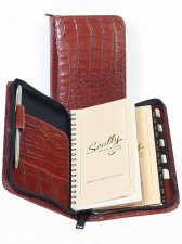 Croco Leather 3 Way Zipper Pocket Weekly Planner w/ Telephone Address Book