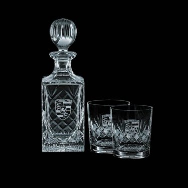 Crystal Medallion Decanter and 2 On The Rocks G...