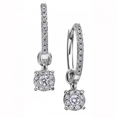 Diamond Cluster Drop Earrings in 9K White Gold ...