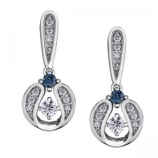 Diamond Drop Earrings in 10K White Gold with Sapphire Accent (0.121 CT. T.W
