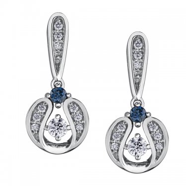 Diamond Drop Earrings in 10K White Gold with Sa...