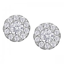 Diamond Framed Stud Earrings in 10K White Gold (0.072 CT. T.W.)