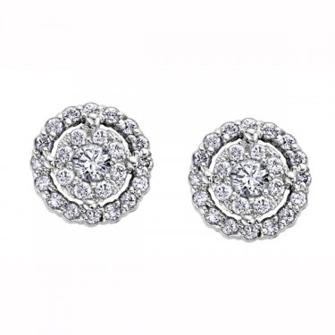 Diamond Framed Stud Earrings in 9K White Gold (...