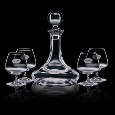 Elegance Decanter with 4 Brandy Glasses
