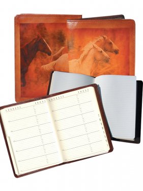 Equestrian Vegetable Tanned Calf Leather Desk Size Telephone & Address Book