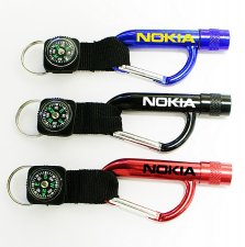 Flashlight Carabiner Key Chain with Compass