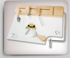 Glass Cheese Board Set w/ 4 Utensils
