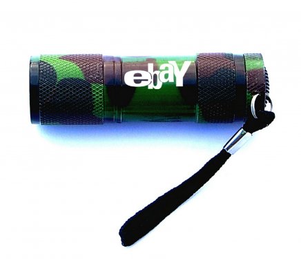 Green Camouflage Aluminum 9 LED Flashlight with Batteries