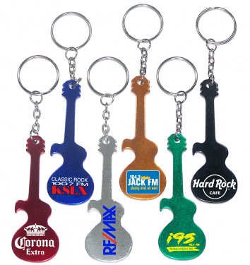 Guitar Shaped Aluminum Bottle Opener with Key Chain