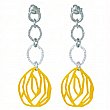 Italian Sterling Silver Ladies Earrings - Gold Oval