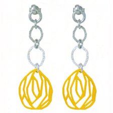 Italian Sterling Silver Ladies Earrings - Gold Oval