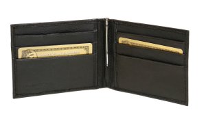 Lambskin Bi Fold Wallet & Money Clip - Midnight Black