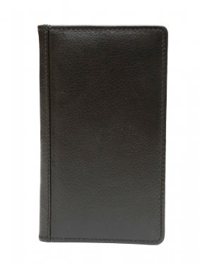 Leather Double Checkbook Cover w/ Pen Loop - Black