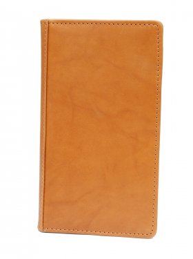 Leather Double Checkbook Cover w/ Pen Loop - British Tan