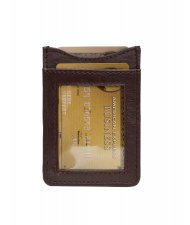 Leather Money Clip Wallet - Expresso Dark Brown