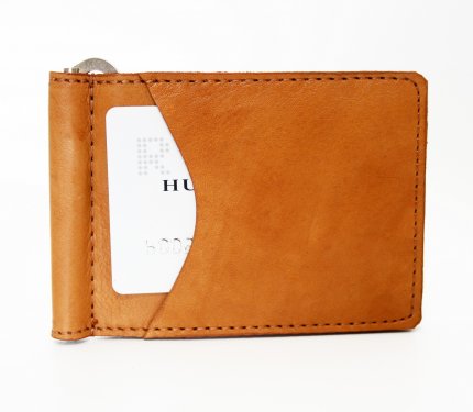 Money Clip Wallet w/ 2 Outside Pockets - British Tan