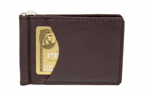 Money Clip Wallet w/ 2 Outside Pockets - Dark Brown Expresso