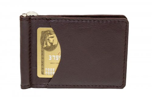 Money Clip Wallet w/ 2 Outside Pockets - Dark B...