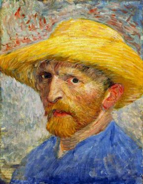 Van Gogh Self-Portrait with Straw Hat par Vincent van Gogh