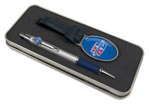 Pen and Bag Tag Set - Domed full color insert and tin box