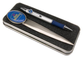 Pen and Opener Set - Domed full color insert and tin box