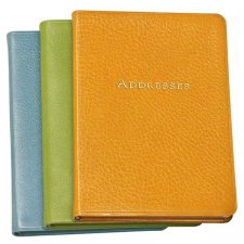 Pocket Address Book W/ Premium Brights Leather Cover (5 3/8x7 3/8)