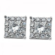 Princess Cut Diamond Framed Stud Earrings in 10K White Gold (0.26 CT. T.W.)