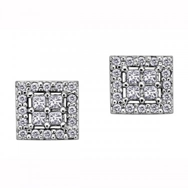 Princess Cut Diamond Framed Stud Earrings in 10K White Gold (0.4 CT. T.W.)