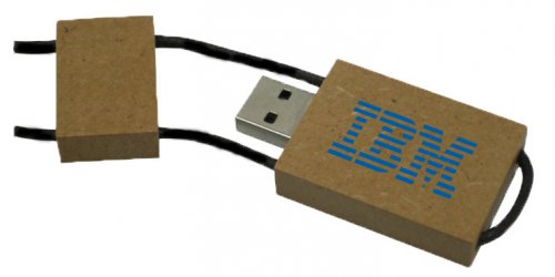 Rectangle Recycle Paper USB Flash Drive W/ Attach String Top