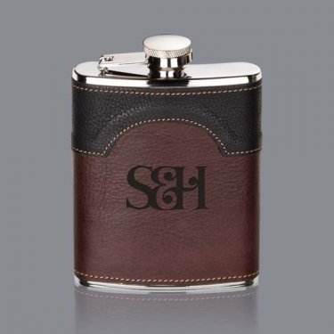 Regent Hip Flask - 6oz Two-Tone Leather