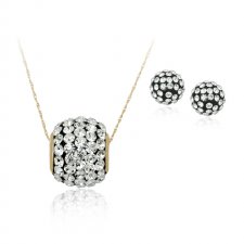 Roller Ball Clear Crystal With Black Resin and 7.8mm earring Gift Set