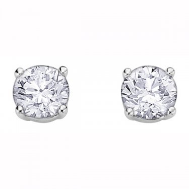 Round Diamond Stud Earrings in 10K White Gold (...