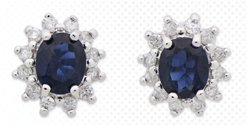 Sapphire and Diamond 14K White Gold Earrings