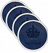 Silver Plated Coaster Set w/Avalon Leather Insert