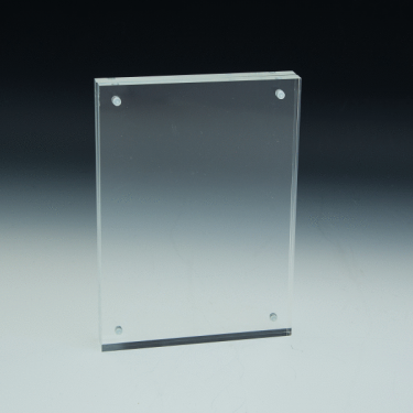 Slanted Sign Holder - Premium - Panels Snap Magnets - 3,5 W x 5 H - Clear durable acrylic